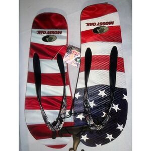 New MOSSY OAK Shoes Men's Size XL (13/14) Flag Patriotic Stars Flip Flop Sandals